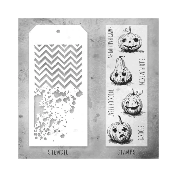 Tim Holtz Mixed-Media Stamps & Stencil Set — Pumpkinhead, Zig Zag and Grime - Image 2