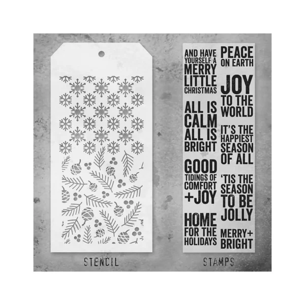 Tim Holtz Mixed-Media Stamps & Stencil Set — Bold Tidings, Flurries and Gatherings - Image 2