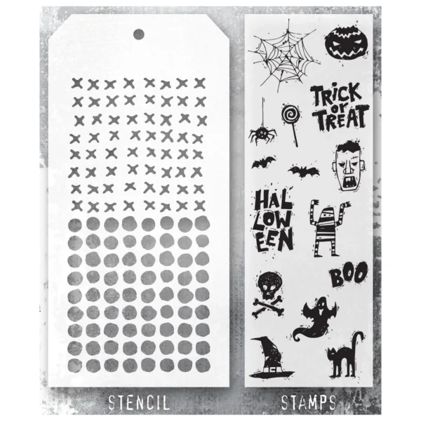 Tim Holtz Mixed-Media Stamps & Stencil Set — Spooky Scribbles, Stitches and Dotted - Image 2