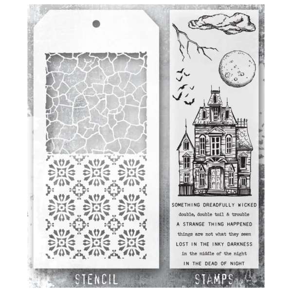 Tim Holtz Mixed-Media Stamps & Stencil Set — Sketch Manor, Crackle and Rosette - Image 2