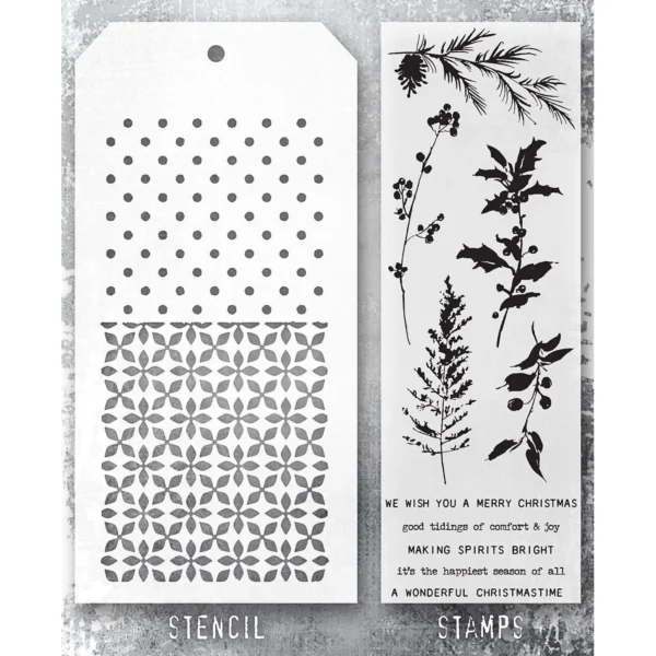 Tim Holtz Mixed-Media Stamps & Stencil Set — Winter Watercolor, Polkadot and Nordic - Image 2