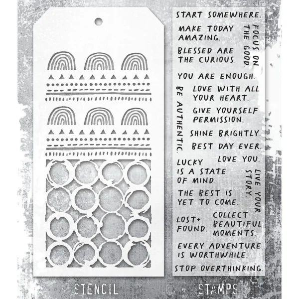Tim Holtz Mixed-Media Stamps & Stencil Set — Noteworthy, Nature and Ringer - Image 2
