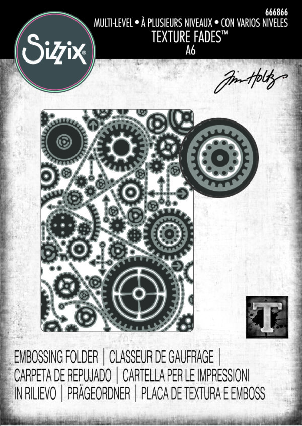 Sizzix Multi Level Textured Impressions Embossing Folder -- Vault Gears by Tim Holtz