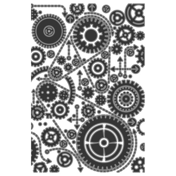 Sizzix Multi Level Textured Impressions Embossing Folder -- Vault Gears by Tim Holtz - Image 2