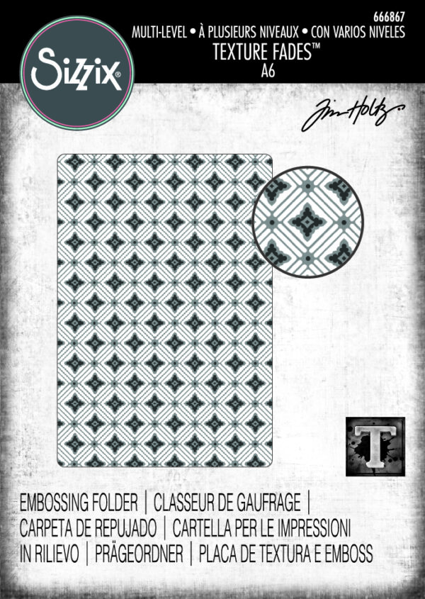 Sizzix Multi Level Textured Impressions Embossing Folder — Vault Diamonds by Tim Holtz