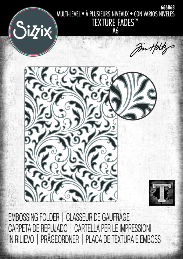 Sizzix Multi Level Textured Impressions Embossing Folder — Vault Flourish by Tim Holtz