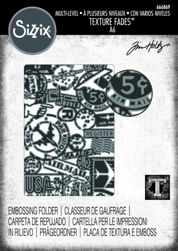 Sizzix Multi Level Textured Impressions Embossing Folder — Vault Airmail by Tim Holtz