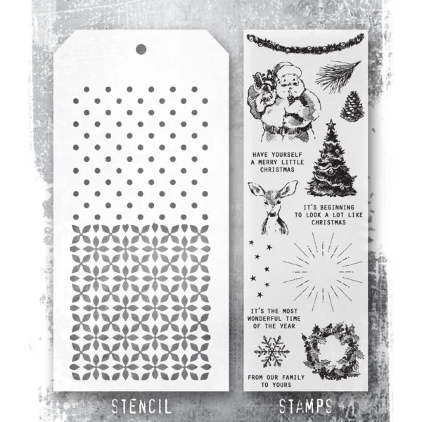 Tim Holtz Mixed-Media Stamps & Stencil Set — Darling Christmas, Polkadot and Nordic - Image 2
