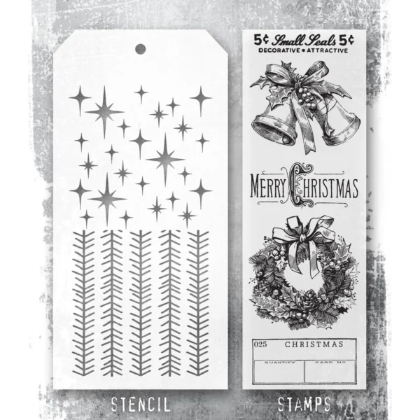 Tim Holtz Mixed-Media Stamps & Stencil Set — Department Store, Tinsel and Sparkle - Image 2