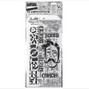 Tim Holtz Mixed-Media Stamps & Stencil Set — Observations, Gears and Countdown