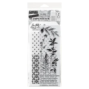 Tim Holtz Mixed-Media Stamps & Stencil Set — Winter Watercolor, Polkadot and Nordic