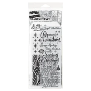 Tim Holtz Mixed-Media Stamps & Stencil Set — Christmastime, Deco Arch and Starry