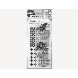 Tim Holtz Mixed-Media Stamps & Stencil Set — Botanic Collage, Plus and Focus