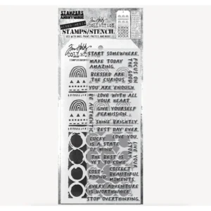 Tim Holtz Mixed-Media Stamps & Stencil Set — Noteworthy, Nature and Ringer