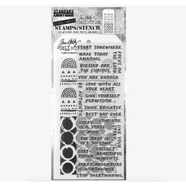 Tim Holtz Mixed-Media Stamps & Stencil Set — Noteworthy, Nature and Ringer