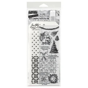 Tim Holtz Mixed-Media Stamps & Stencil Set — Darling Christmas, Polkadot and Nordic