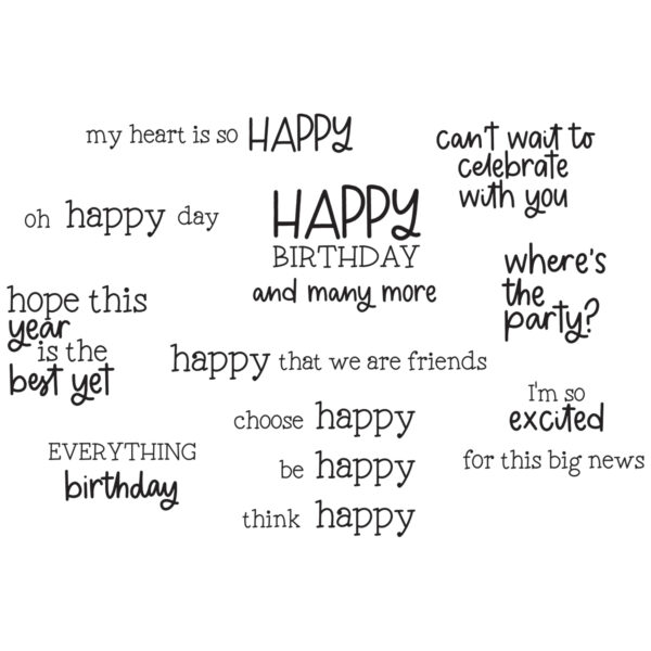 Sizzix Clear Stamps Set 19PK - Happy Everything Sentiment by Catherine Pooler - Image 2
