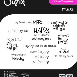 Sizzix Clear Stamps Set 19PK - Happy Everything Sentiment by Catherine Pooler
