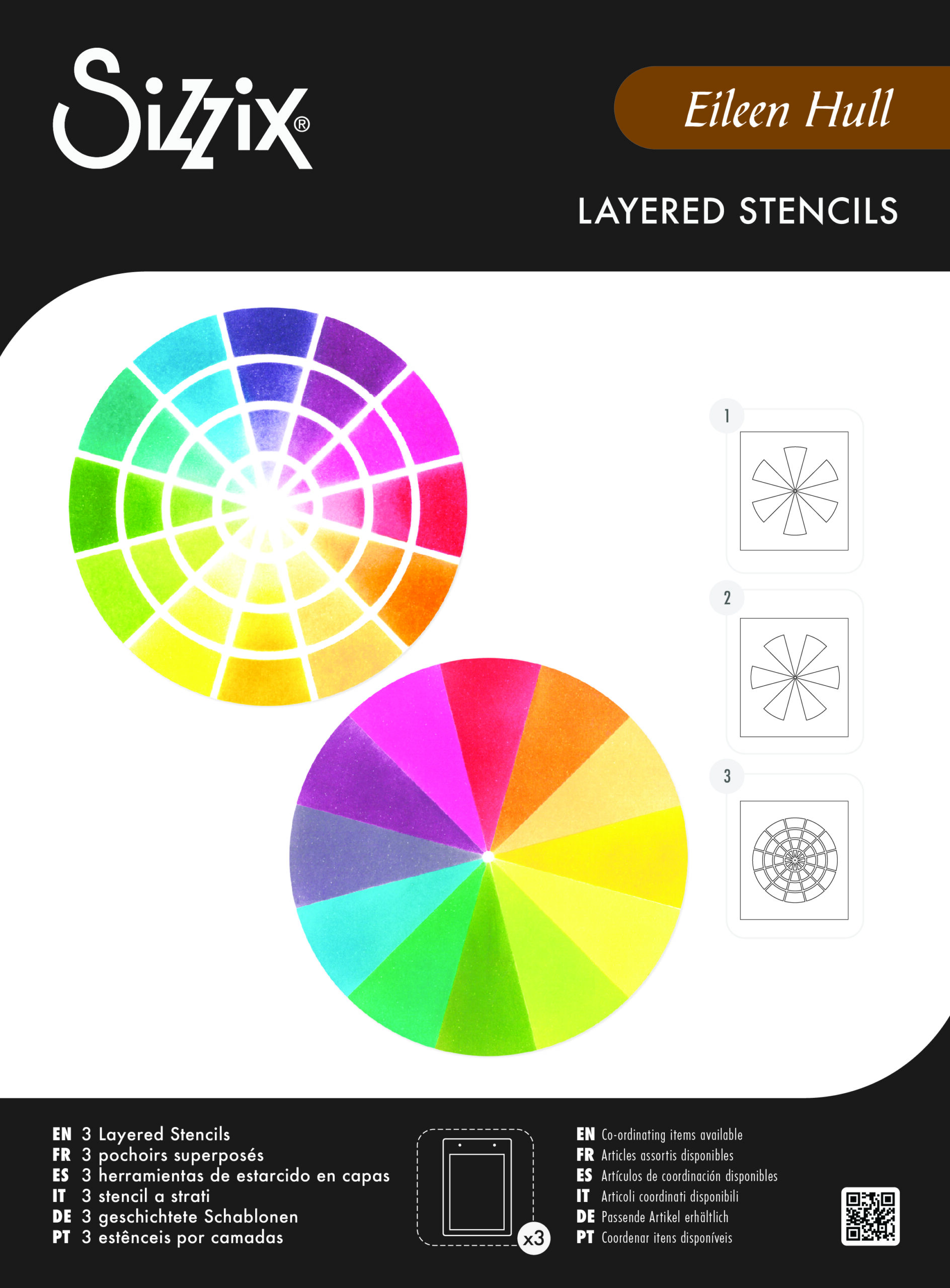 Sizzix Layered Stencils 3PK - Color Wheel by Eileen Hull (Expected in May 2025)