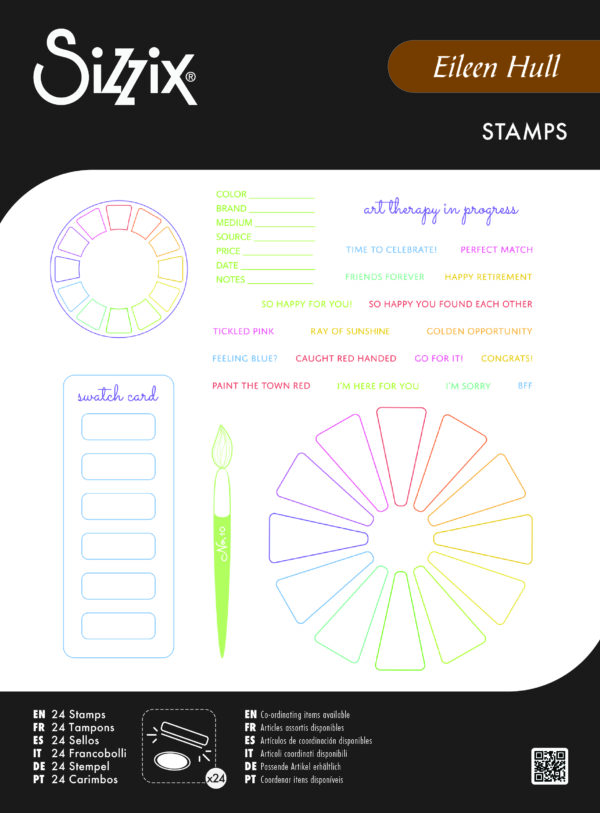 Sizzix A5 Clear Stamps Set 24PK - Swatch Cards by Eileen Hull (Expected in May 2025)