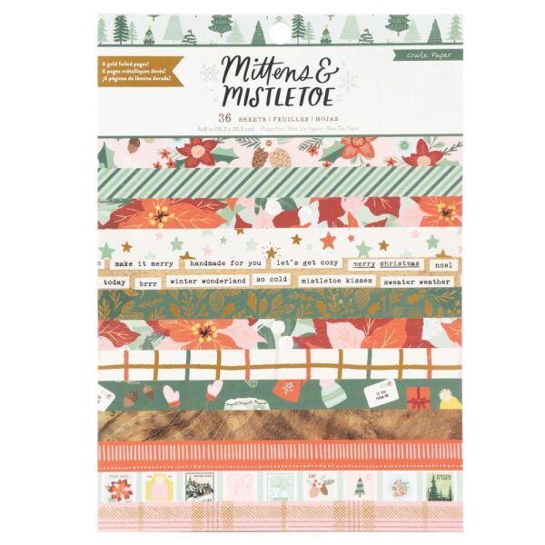 Crate Paper Single-Sided Paper Pad -- Mittens & Mistletoe