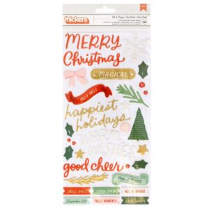 Mittens & Mistletoe Thickers Stickers -- All Is Bright Phrase W/Gold Foil