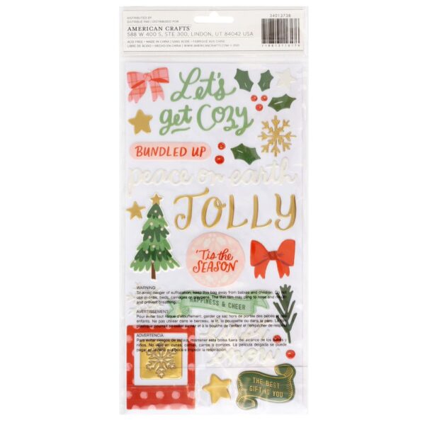 Mittens & Mistletoe Thickers Stickers -- All Is Bright Phrase W/Gold Foil - Image 2