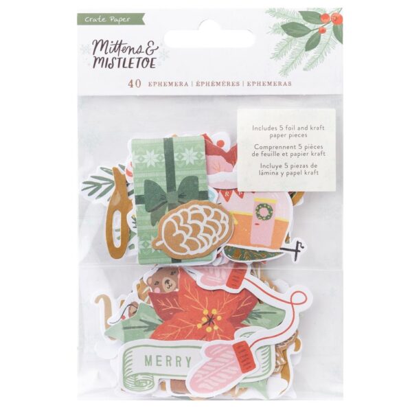 Mittens & Mistletoe Ephemera Die-Cuts -- Icons W/Gold Foil Accents