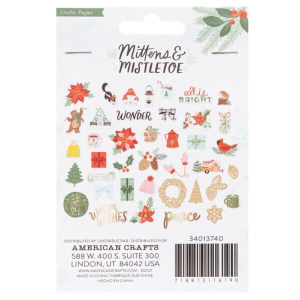 Mittens & Mistletoe Ephemera Die-Cuts -- Icons W/Gold Foil Accents - Image 2