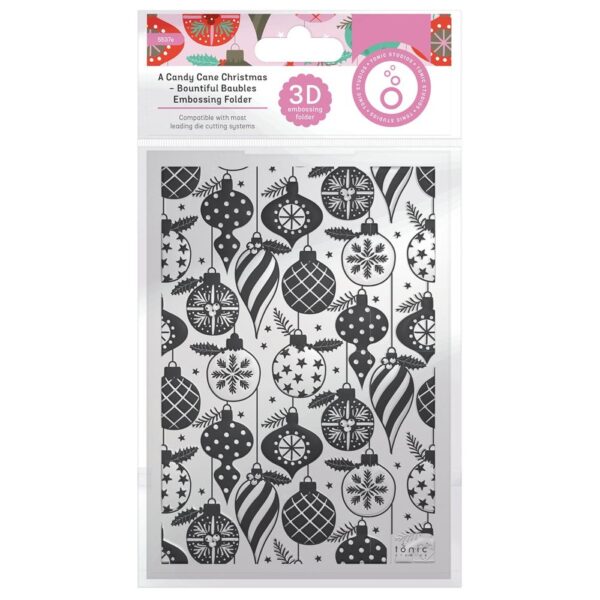 Tonic Studios 3D Embossing Folder -- Bountiful Baubles - Candy Cane Christmas