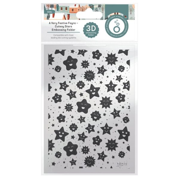 Tonic Studios 3D Embossing Folder -- Cutesy Stars - A Very Festive Fayre
