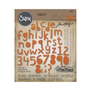 Tim Holtz® Alterations | Sizzix Thinlits™ Die Set 102-Pack – Alphanumeric, Cutout Lower 3/4" Tall