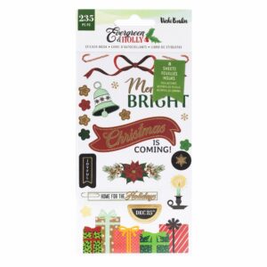 Vicki Boutin Evergreen & Holly Sticker Book W/Gold Foil Accents