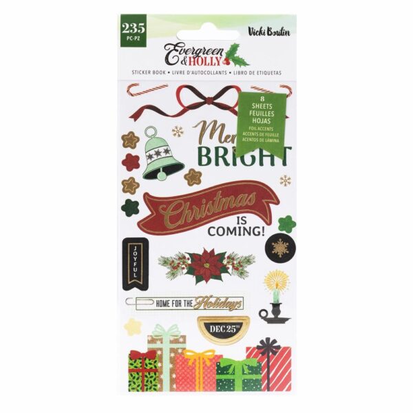 Vicki Boutin Evergreen & Holly Sticker Book W/Gold Foil Accents