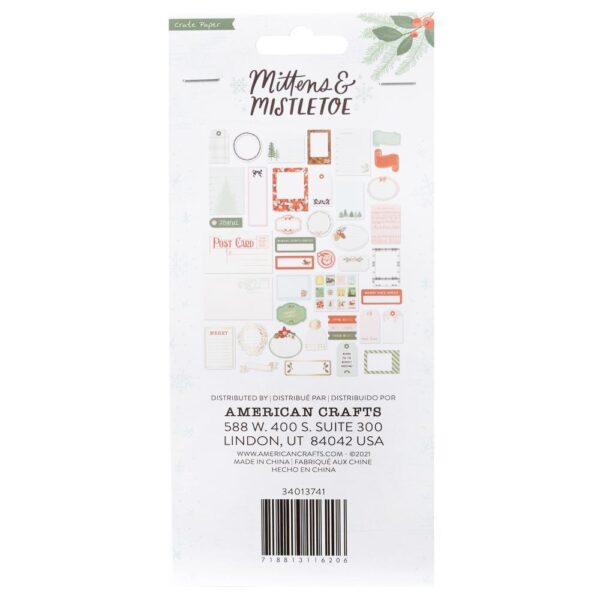 Mittens & Mistletoe Ephemera Die-Cuts -- Journaling W/Gold Foil Accents - Image 2