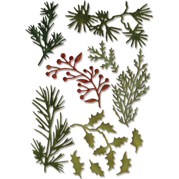 Tim Holtz® Alterations | Sizzix Thinlits™ Die Set 11-Pack – Mini Holiday Greens - Image 2