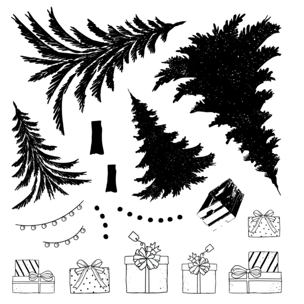 Sizzix Clear Stamps Set 17PK w/15PK Framelits - Trees and Trinkets by 49 and Market - Image 3