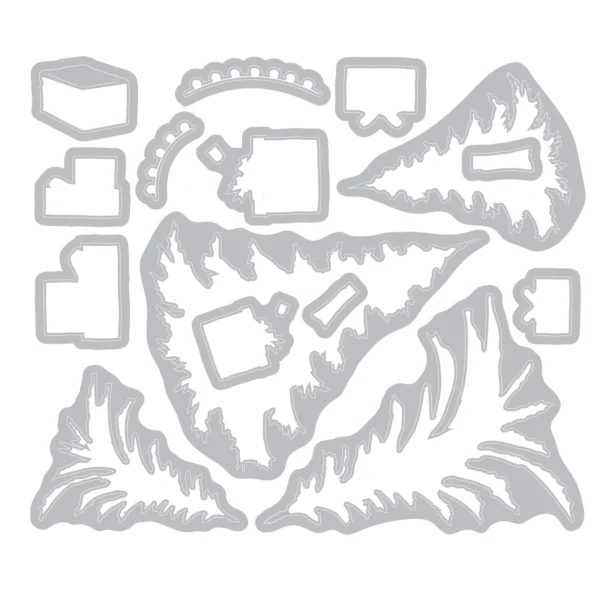 Sizzix Clear Stamps Set 17PK w/15PK Framelits - Trees and Trinkets by 49 and Market - Image 2