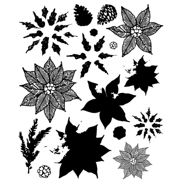 Sizzix Clear Stamps Set 16PK w/10PK Framelits - Poinsettia Trio by 49 and Market - Image 3