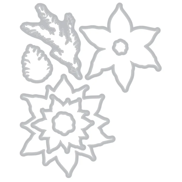 Sizzix Clear Stamps Set 16PK w/10PK Framelits - Poinsettia Trio by 49 and Market - Image 2