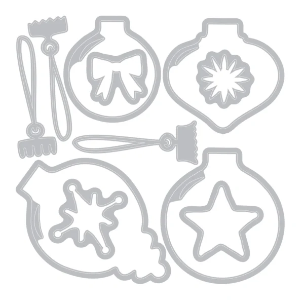 Sizzix Clear Stamps Set 19PK w/11PK Framelits - Baubles by 49 and Market - Image 3