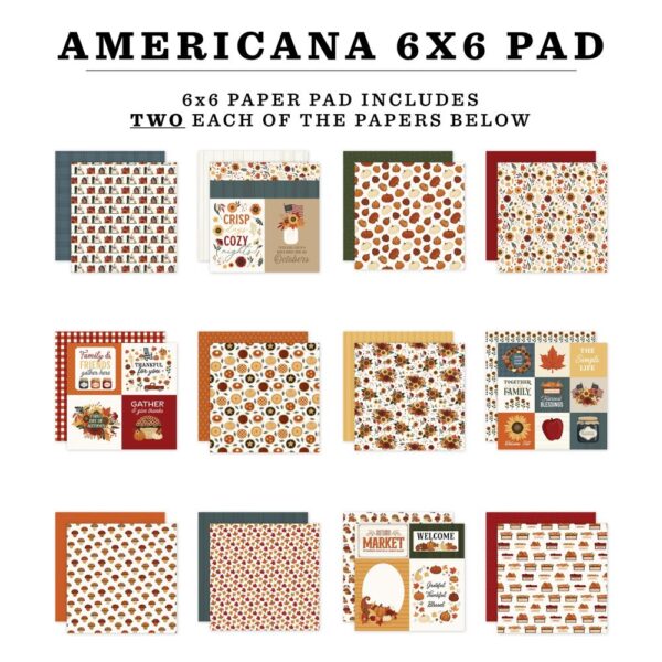 Carta Bella Double-Sided Paper Pad 6"X6" -- Americana - Image 2
