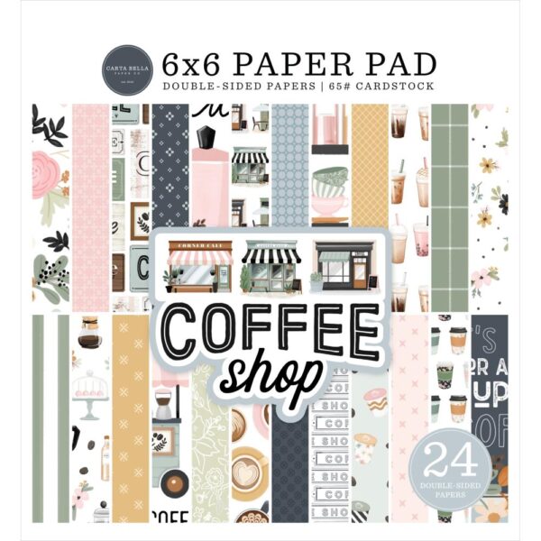 Carta Bella Double-Sided Paper Pad 6"X6" -- Coffee Shop