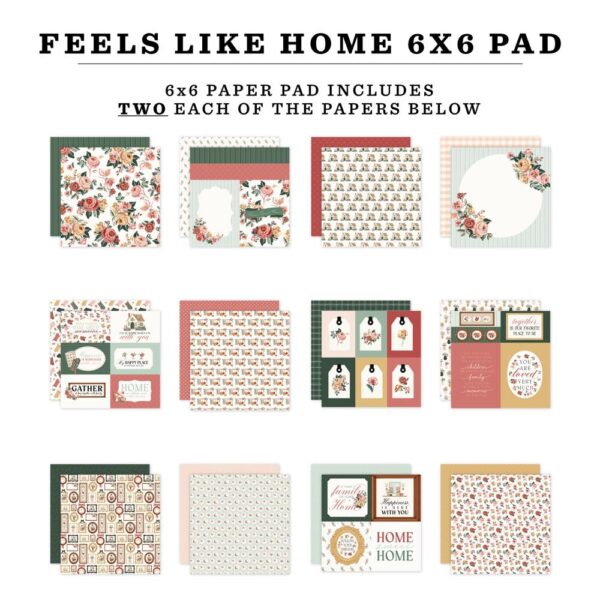 Carta Bella Double-Sided Paper Pad 6"X6" -- Feels Like Home (Expected in October 2025) - Image 2