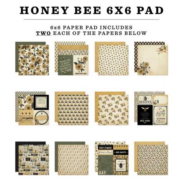 Carta Bella Double-Sided Paper Pad 6"X6" -- Honey Bee - Image 2