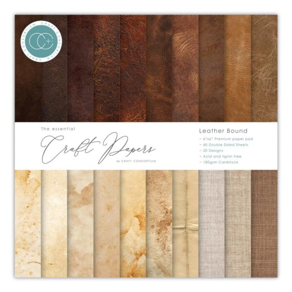 Craft Consortium Double-Sided Paper Pad 6"X6" -- Leather Bound