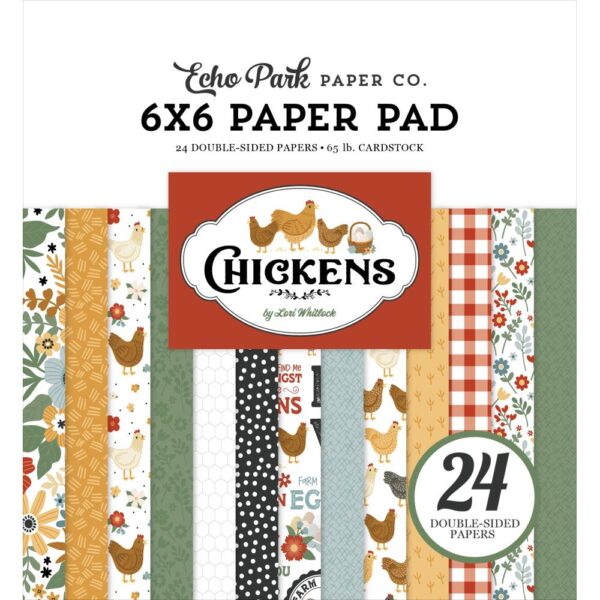 Echo Park Double-Sided Paper Pad 6"X6" -- Chickens