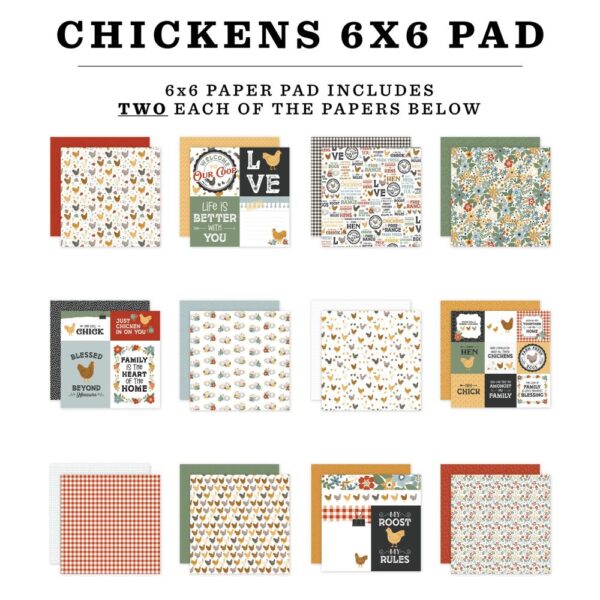 Echo Park Double-Sided Paper Pad 6"X6" -- Chickens - Image 2
