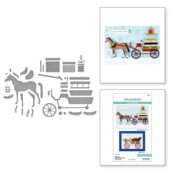 Christmas Horse-Drawn Wagon Etched Dies
