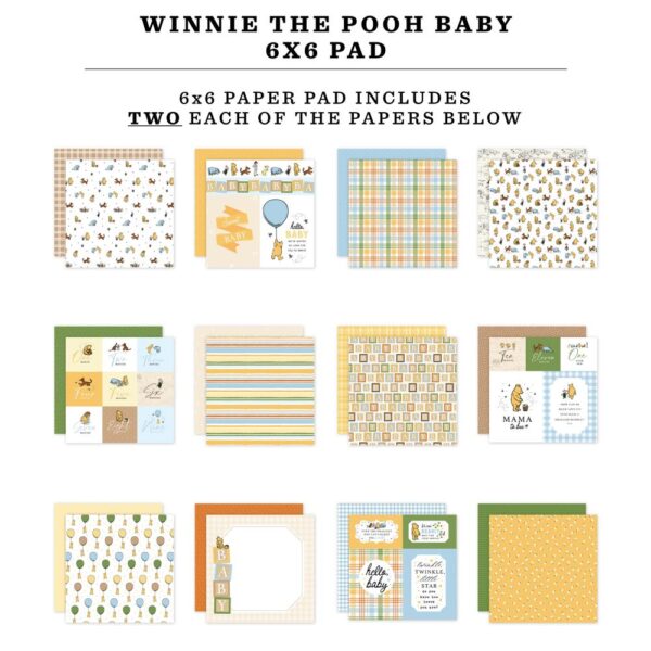 Echo Park Double-Sided Paper Pad 6"X6" -- Winnie the Pooh Baby - Image 2